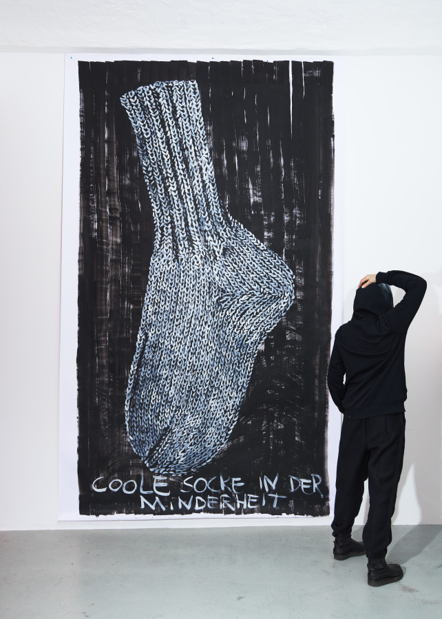 »Coole Socke in der Minderheit«
  323 x 196 cm 
  Acryl und Öl auf Papier

